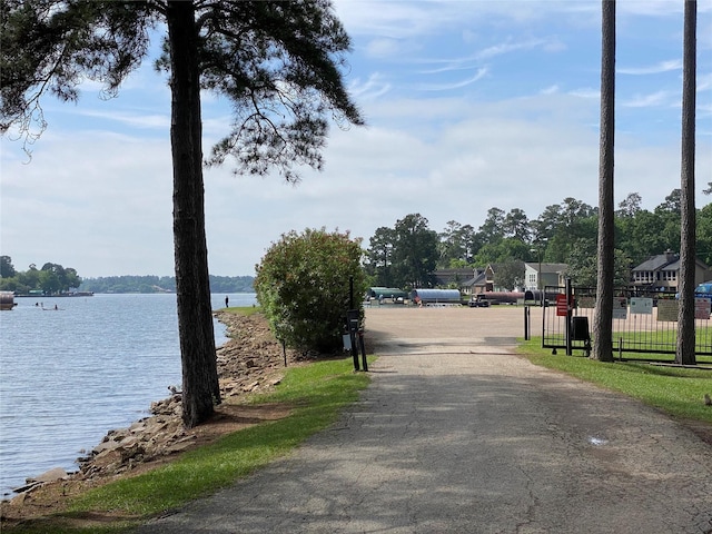 view of road featuring a water view