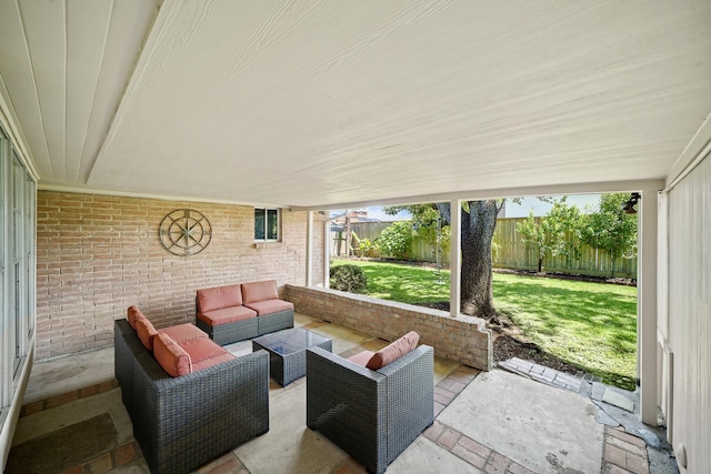 view of patio featuring an outdoor living space