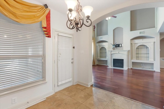 interior space with a chandelier