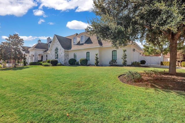 view of front of property featuring a front lawn