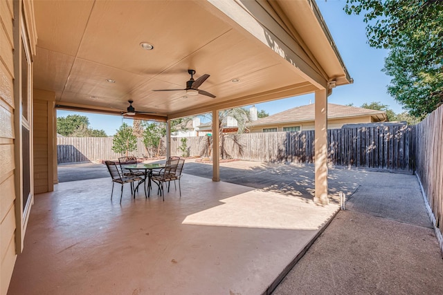 view of patio / terrace featuring ceiling fan