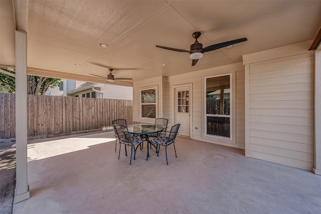 view of patio with ceiling fan