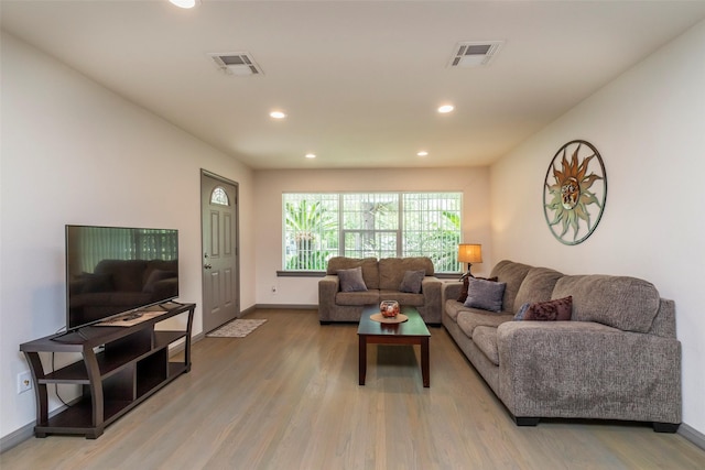 living room with light wood-type flooring