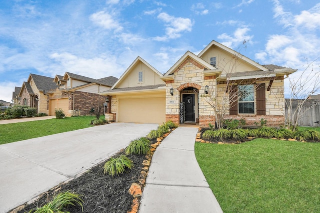 view of front facade featuring a garage and a front yard