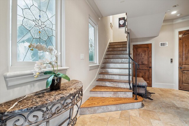 stairway with ornamental molding