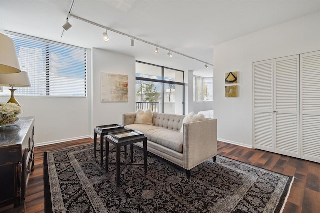 living room featuring dark hardwood / wood-style floors