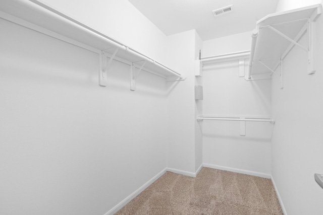 spacious closet featuring carpet floors and visible vents