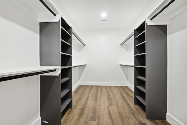 spacious closet with hardwood / wood-style flooring