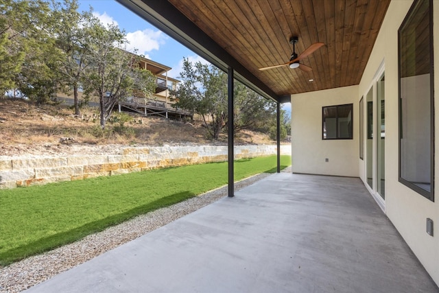 view of patio / terrace featuring ceiling fan