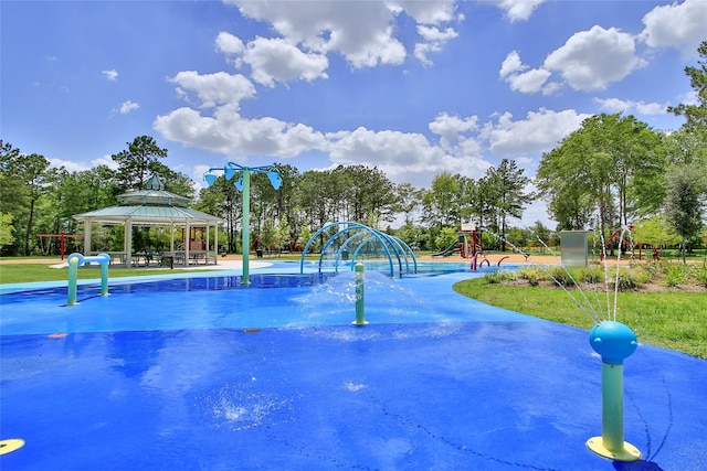 view of community featuring a gazebo and a playground