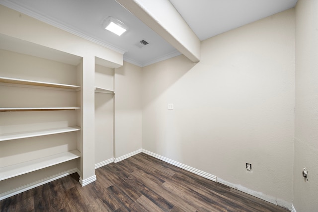 spacious closet featuring dark wood-type flooring