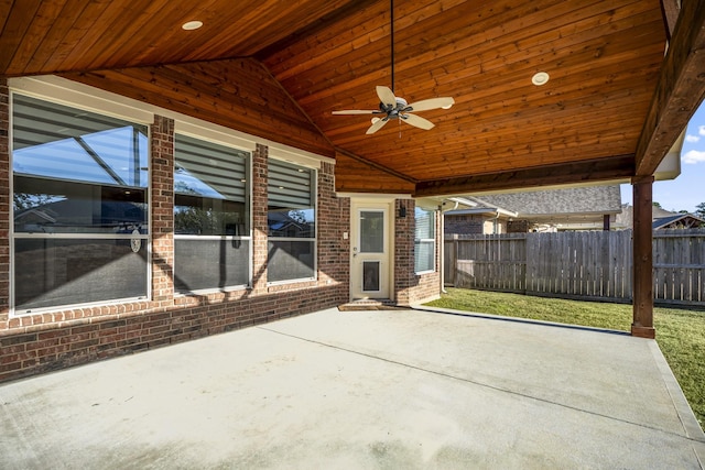 view of patio with ceiling fan