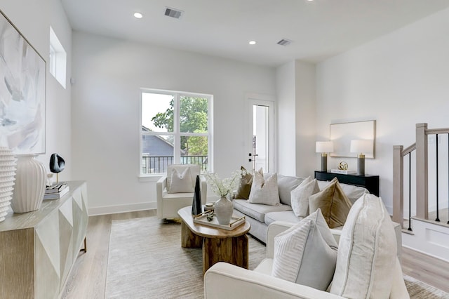 living room featuring light hardwood / wood-style floors