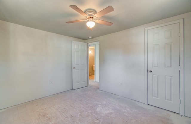 unfurnished bedroom with ceiling fan