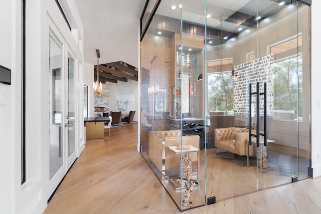 interior space with light hardwood / wood-style flooring