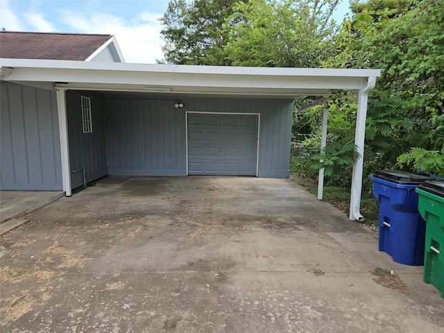 garage with a carport