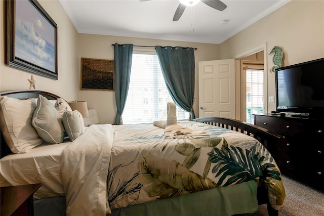 bedroom with carpet flooring and ceiling fan