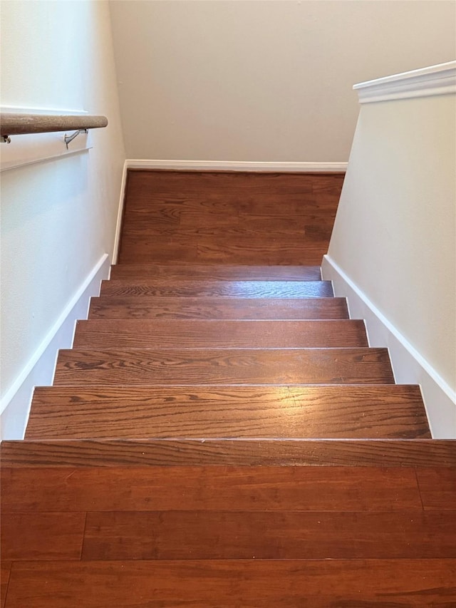 staircase featuring hardwood / wood-style floors