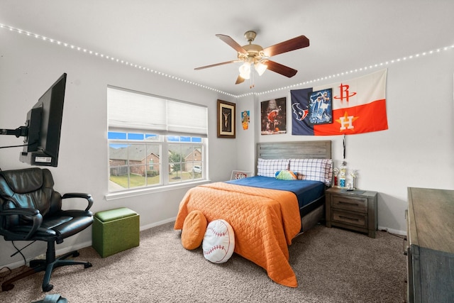 bedroom with carpet flooring and ceiling fan