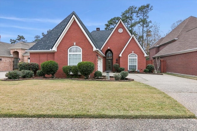 view of front of property featuring a front lawn