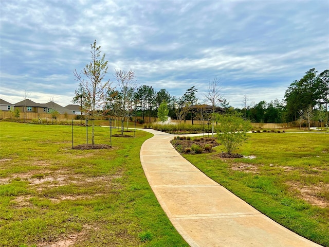 view of community featuring a lawn