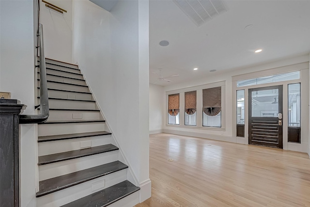 foyer entrance featuring light wood-type flooring