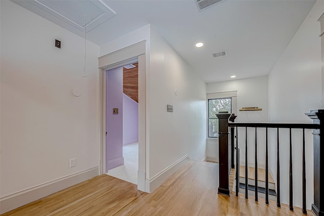 hall featuring light wood-type flooring