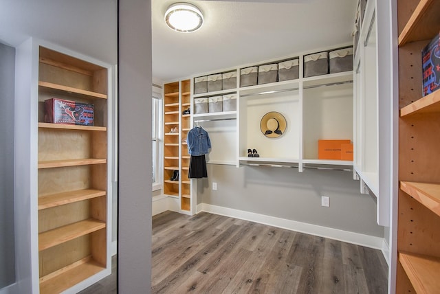 spacious closet featuring hardwood / wood-style floors