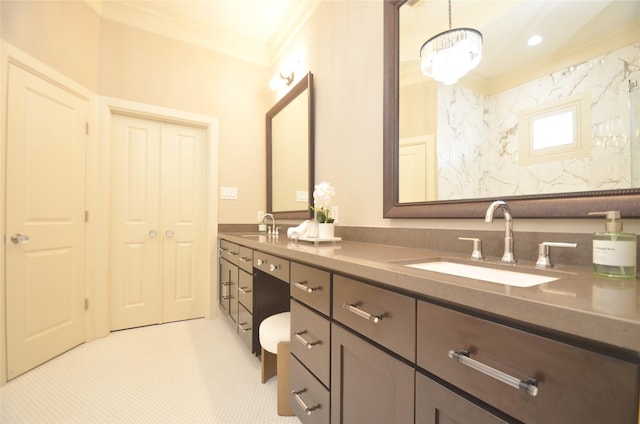 bathroom featuring vanity and crown molding