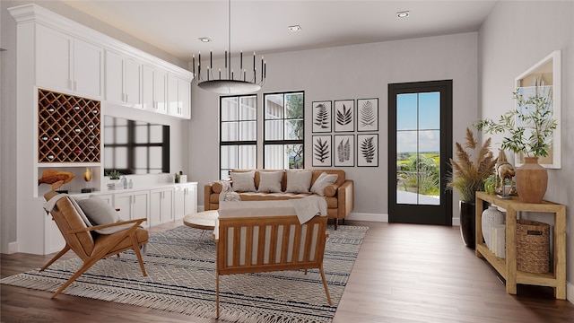 living room featuring light wood-type flooring