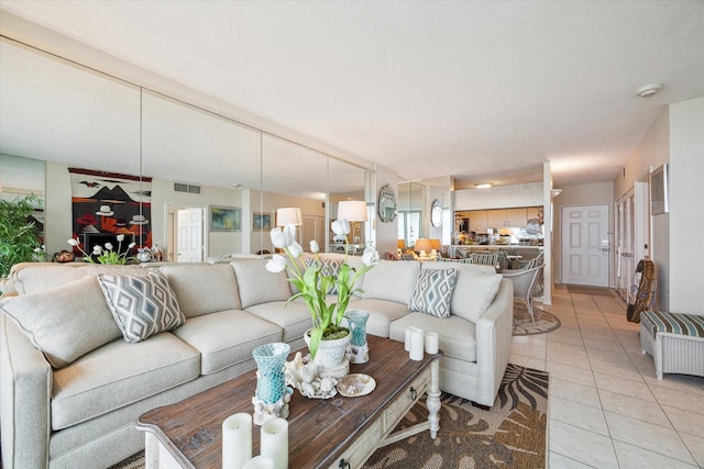 view of tiled living room