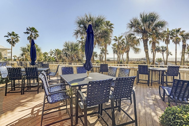 deck with an outdoor bar