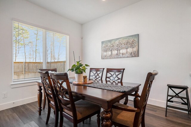 dining room with dark hardwood / wood-style floors