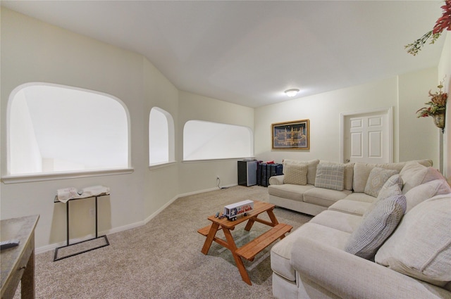 living room featuring light colored carpet