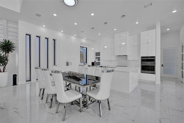 dining area with sink