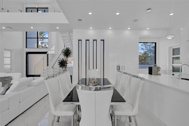 dining space with sink