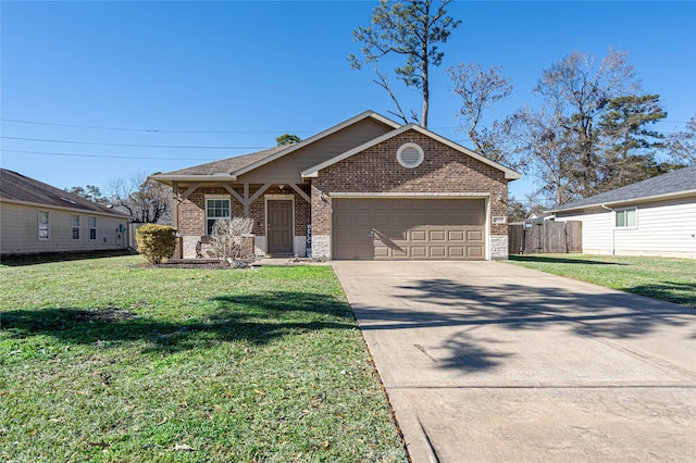 view of front of home with a garage and a front yard