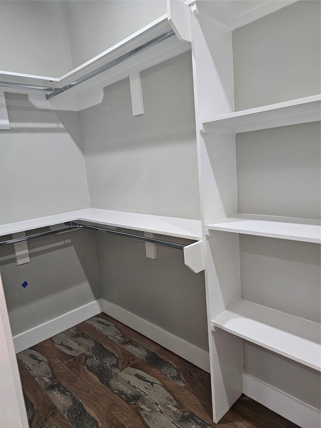 spacious closet featuring dark hardwood / wood-style floors