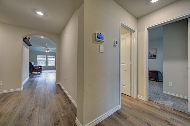 hall with light wood-type flooring