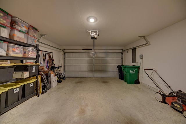 garage with a garage door opener