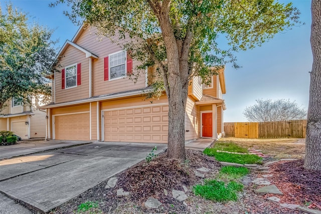 view of front of property featuring a garage