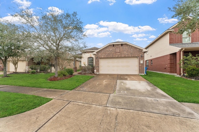 view of front facade featuring a garage and a front yard