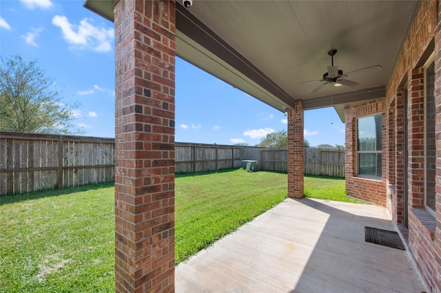 view of patio with ceiling fan