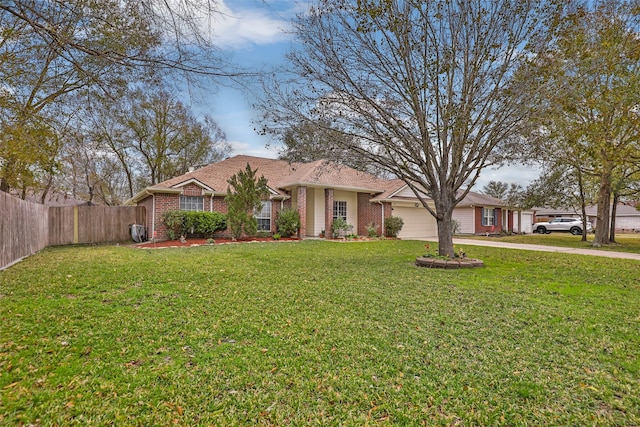 ranch-style home with a front lawn