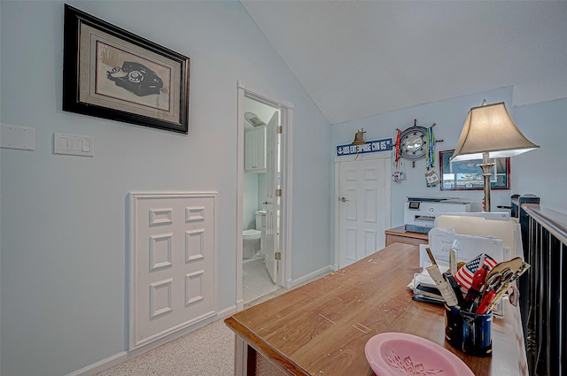 interior space with vaulted ceiling