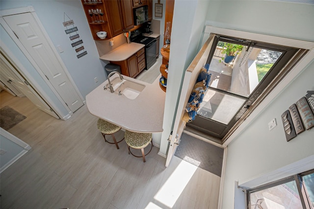 interior space with light hardwood / wood-style floors