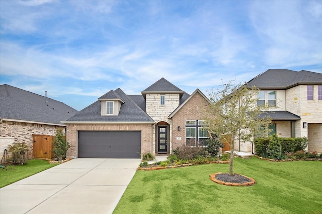 view of front of home with a garage and a front yard