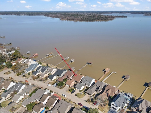 bird's eye view featuring a water view