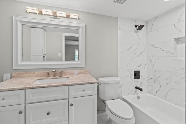22706 Braken Carter Ln, Katy, TX 77449 - full bathroom featuring vanity, shower / tub combination, and marble finish floors