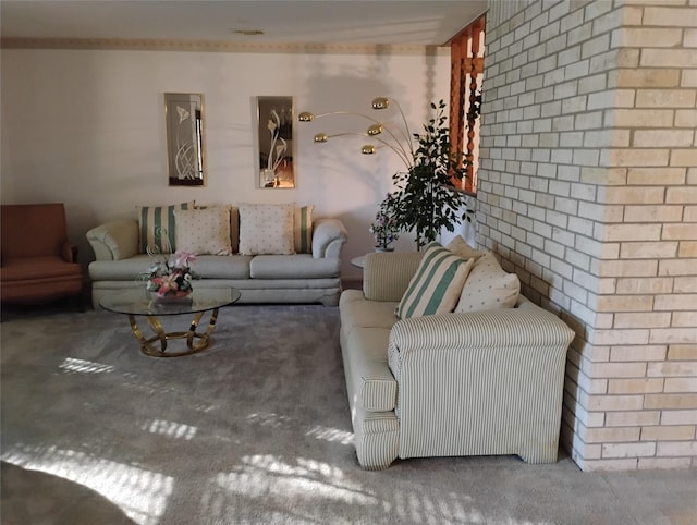 living room with carpet floors